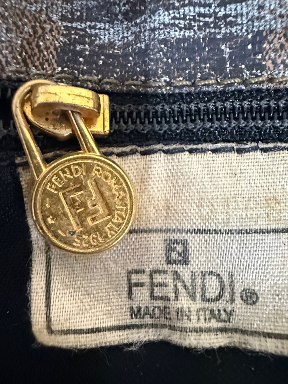 Fendi Brown and Black Striped Bucket Tote Shoulder Bag - Picture 8 of 15